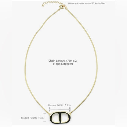 14K gold plating over Sterling Silver Necklace with oval buckle pendant.