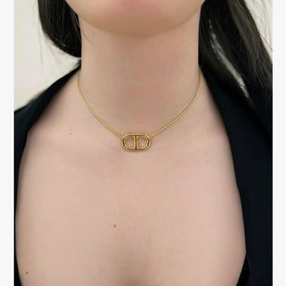 14K gold plating over Sterling Silver Necklace with oval buckle pendant.