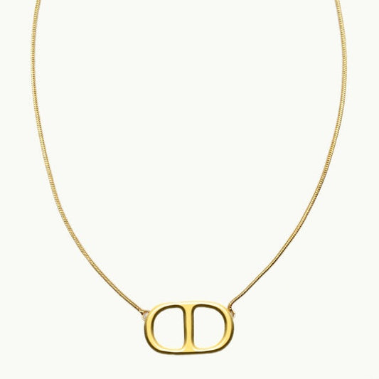 14K gold plating over Sterling Silver Necklace with oval buckle pendant.