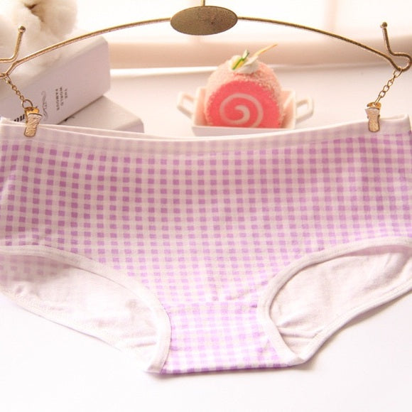 Colorful Gingham Patterned Underwear Set